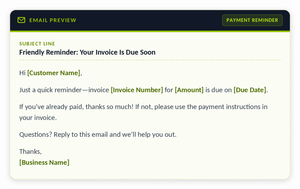 Invoice reminder email example